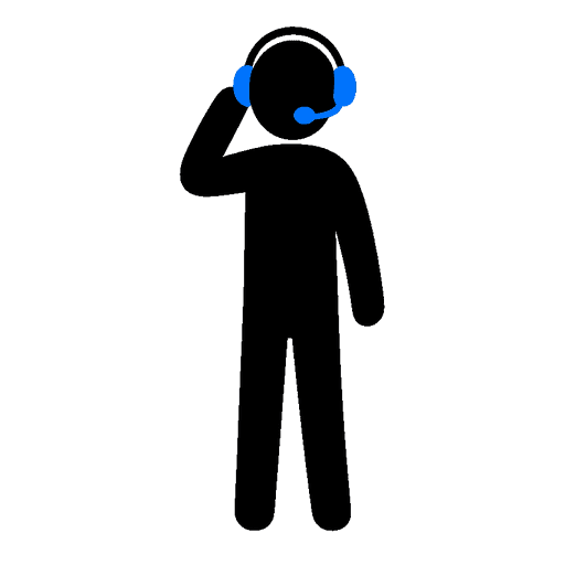 A figure on a headset call